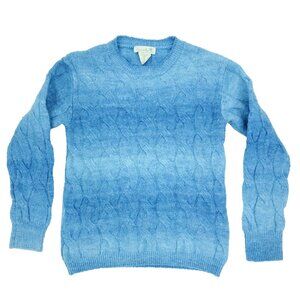 Emma & Elsa Sweater Boys Girls Small 7/8 Blue Cable Knit Crew Neck